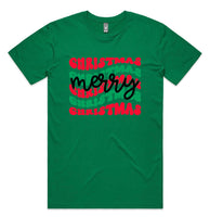 Merry Christmas Retro Print AS Colour Plus Size Staple Tee