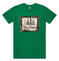 Merry Christmas Cheetah Frame Print AS Colour Staple Tee