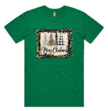 Merry Christmas Cheetah Frame Print AS Colour Staple Tee