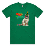 Merry Christmas Cat with Lights AS Colour Staple Tee