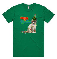 Merry Christmas Cat with Lights AS Colour Plus Size Staple Tee