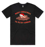 Merry Christmas Ya Filthy Animal Pig AS Colour Plus Size Staple Tee