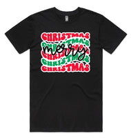 Merry Christmas Retro Print AS Colour Staple Tee