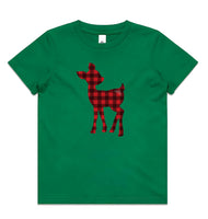 Red Plaid Reindeer AS Colour Kids Staple Tee