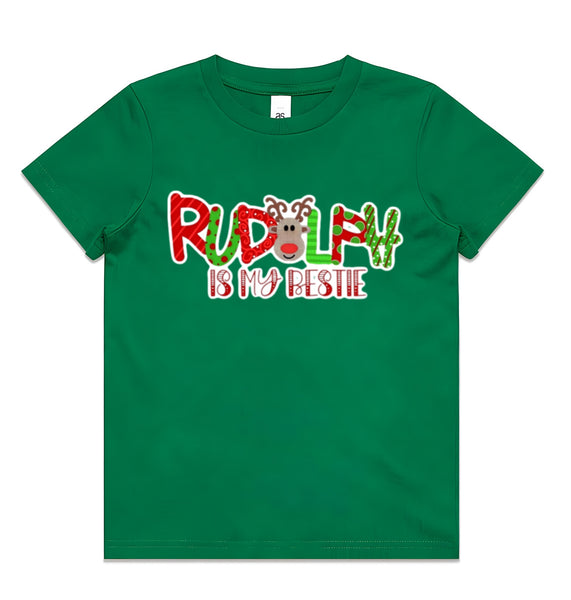 Rudolph Is My Bestie AS Colour Kids Staple Tee