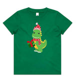 Green Dinosaur with Present AS Colour Youth Staple Tee