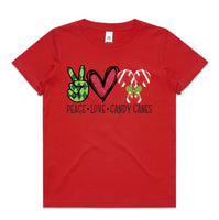 Peace Love Candy Canes AS Colour Kids Staple Tee