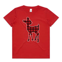 Red Plaid Reindeer AS Colour Kids Staple Tee