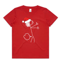 Stick Figure Farting Santa AS Colour Kids Staple Tee