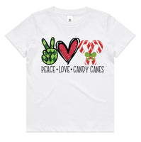 Peace Love Candy Canes AS Colour Kids Staple Tee