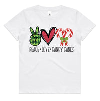 Peace Love Candy Canes AS Colour Youth Staple Tee