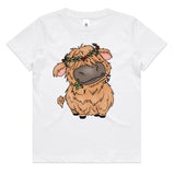 Baby Highland Cow with Candy Cane AS Colour Kids Staple Tee