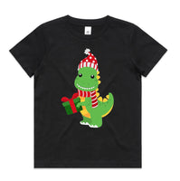 Green Dinosaur with Present AS Colour Youth Staple Tee