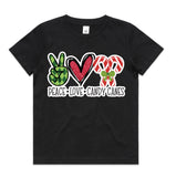 Peace Love Candy Canes AS Colour Youth Staple Tee