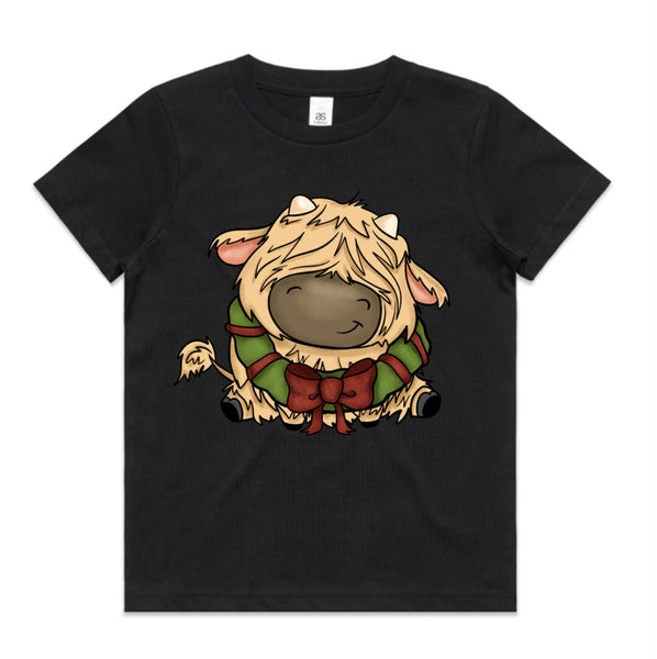 Baby Highland Cow with Wreath AS Colour Kids Staple Tee