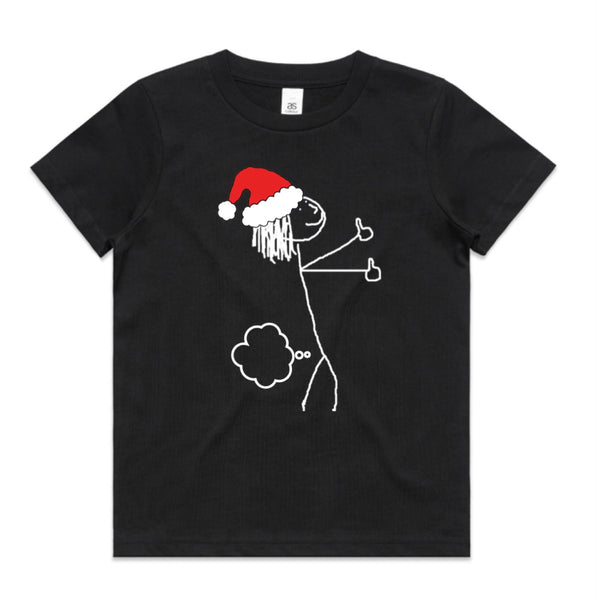 Stick Figure Farting Santa AS Colour Kids Staple Tee