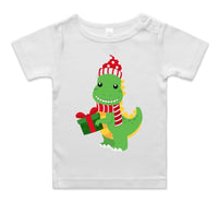 Green Present Dinosaur AS Colour Wee Tee