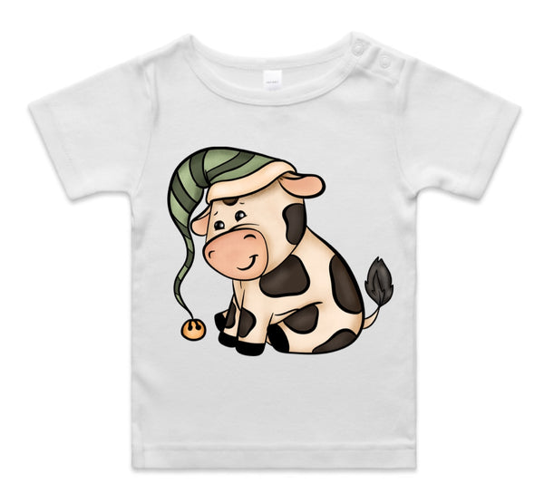 Baby Jersey Christmas Cow AS Colour Wee Tee