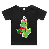 Green Present Dinosaur AS Colour Wee Tee