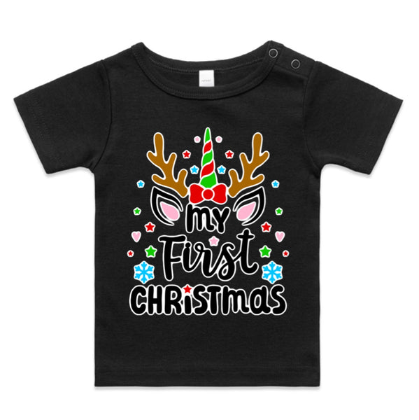 First Christmas Unicorn AS Colour Wee Tee