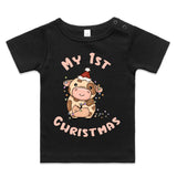 My First Christmas Baby Jersey Cow Pink AS Colour Wee Tee