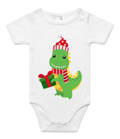 Green Present Dinosaur AS Colour Onesie