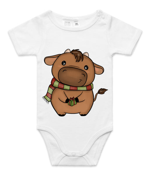 Baby Bull with Present AS Colour Onesie