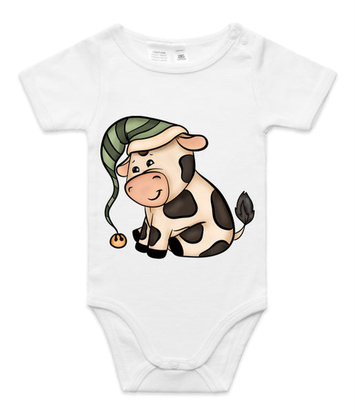 Baby Jersey Christmas Cow AS Colour Onesie