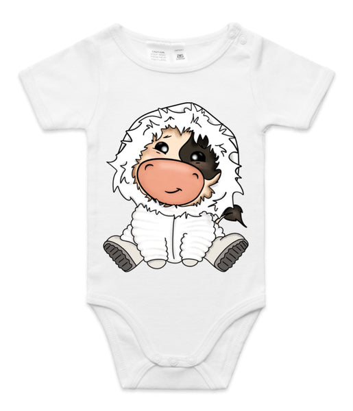 Baby Jersey Cow in Snowsuit AS Colour Onesie