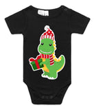 Green Present Dinosaur AS Colour Onesie