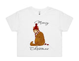 Merry Christmas Cat AS Colour Women’s Crop Tee