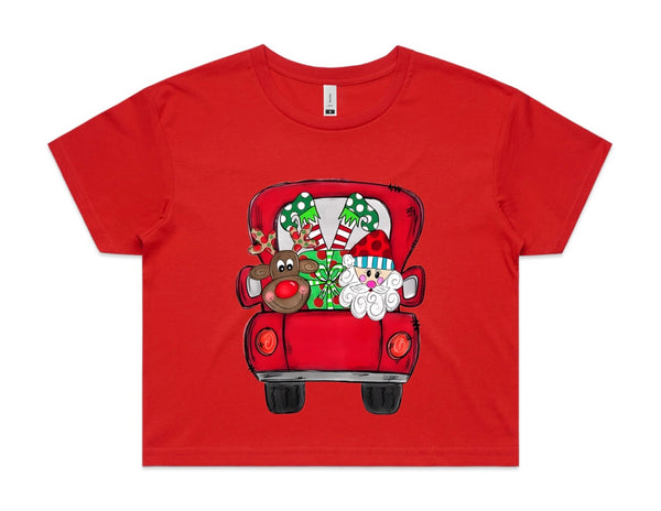 Santa’s Christmas Truck AS Colour Women’s Crop Tee