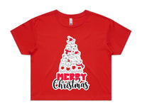 Cat Christmas Tree AS Colour Women’s Crop Tee