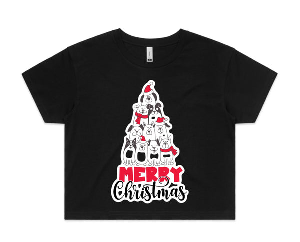 Dog Christmas Tree AS Colour Women’s Crop Tee