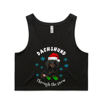 Dachshund Through The Snow Puppy AS Colour Women’s Crop Singlet