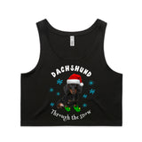 Dachshund Through The Snow Puppy AS Colour Women’s Crop Singlet