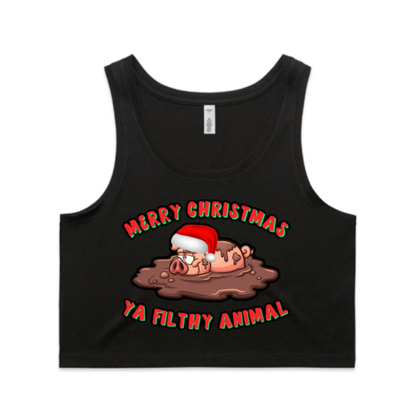 Merry Christmas Ya Filthy Animal AS Colour Women’s Crop Singlet