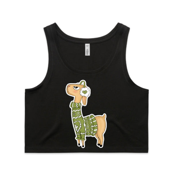 Ugly Sweater Crew Llama AS Colour Women’s Crop Singlet